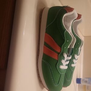 Green and Orange Low Profile Sneakers
